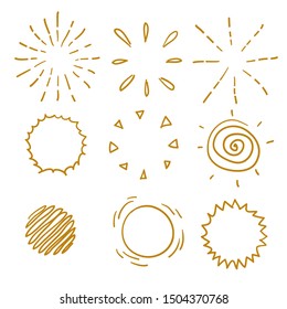 doodle sun illustration vector with handddrawn cartoon style