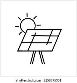 Doodle sun panel electric icon Hand drawn line Sketch vector stock illustration EPS 10