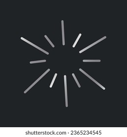Doodle sun rays on a dark background. Kawaii gradient illustration, sparkles, fireworks flashes. Vintage metallic sun.