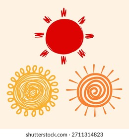 Doodle Sun Vector – Simple Hand-Drawn Sun Element Illustration