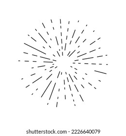 Doodle sunburst icon. Sketch style shine ray starburst vector illustration