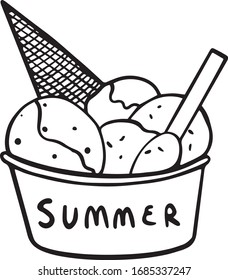 A doodle of a sundae in vector on a transparent background