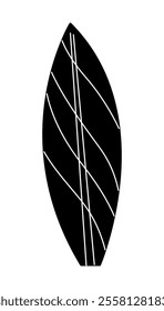 Doodle surfboard in black and white colors. Clip art for your projects.