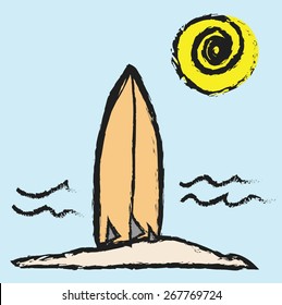 doodle surfboards on beach