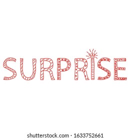 Doodle surprise lettering word vector sketch illustration