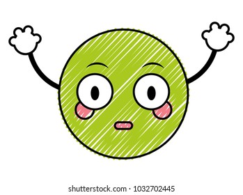 doodle surprised emoji face expression with arms