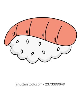 Doodle sushi element. Vector element with food theme and doodle hand drawn style. Illustration.