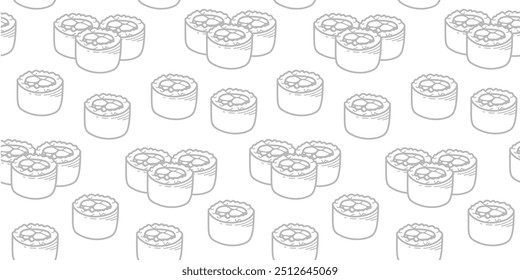 doodle sushi pattern background. sushi pattern background. Japanese food seamless pattern background. sushi seamless pattern background.