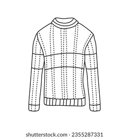 Doodle sweater illustration. Autumn vector hand drawn color icon