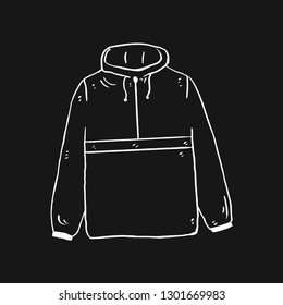 Doodle of Sweater Jacket Hand Drawn Style. Isolated. Black Background