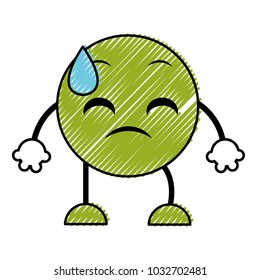 doodle sweating emoji expression with arms and legs