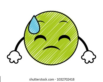 doodle sweating emoji face expression with arms