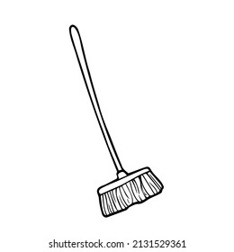 Doodle sweeping Broom icon. Vector broom sketch