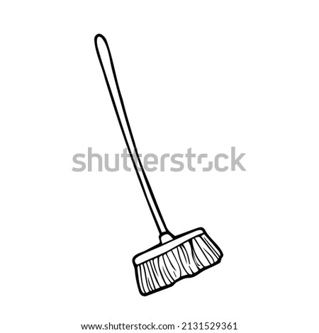 Doodle sweeping Broom icon. Vector broom sketch