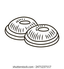 Doodle sweet cookies. Outline hand drawn icon for coffee and bakery cafe.