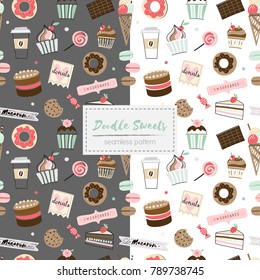 Doodle sweets seamless pattern
