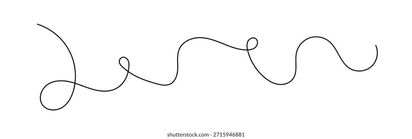Línea aislada del remolino del garabato, ilustración simple irregular de la curva de Vector