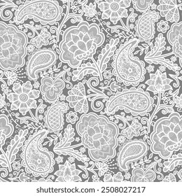 Doodle, patrón de remolino, colores blancos y grises. Patrón floral sin fisuras-371.