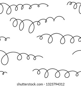 doodle swirls. hand drawn strokes and loops. seamless pattern