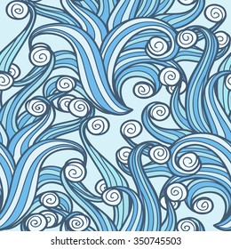 Doodle swirls pattern. Hand drawn seamless background.