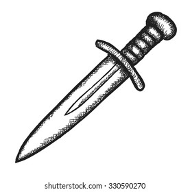doodle sword, vector illustration icon