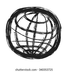doodle symbol of planet earth, vector illustration