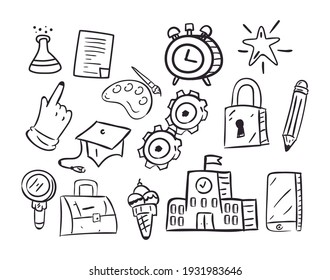 Doodle symbols on white background
