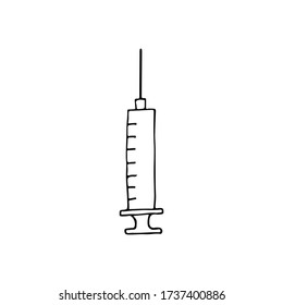 Doodle syringe icon in vector. Hand drawn syringe icon. Doodle injection icon in vector. Hand drawn injection icon