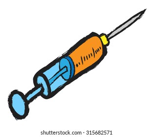 doodle syringe, vector illustration