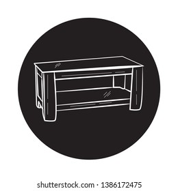 doodle table icon flat black vector