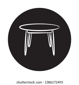 doodle table icon flat black vector