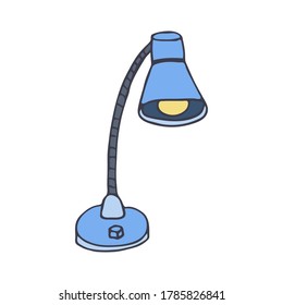 Doodle table lamp in color isolated on white background. Template for postcard, banner, poster, web design. Hand drawn vector illustration.