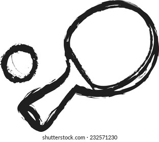 doodle table tennis, ping pong rackets and ball vector