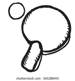doodle table tennis, ping pong rackets and ball, vector illustration icon