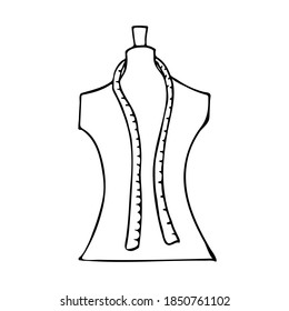 Doodle tailor mannequin icon in vector. Hand drawn sewing mannequin icon in vector.  Woman clothing mannequin