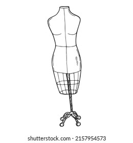 Doodle Schneider Mannequin Symbol in Vektorgrafik. Handgezeichnete Mannequin-Symbol in Vektorgrafik. Mannequin für Frauenkleidung