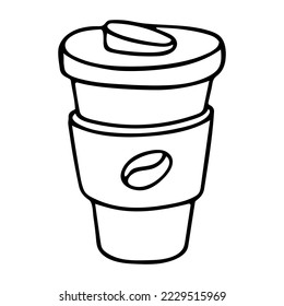 Doodle para quitarle una taza de café. Ilustración vectorial dibujada a mano de una taza de café propia aislada sobre fondo blanco. Es bueno para el menú y otras páginas de diseño de cafés o de colores.