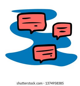  Doodle talk icon, black and white