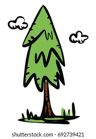 doodle tall  pine tree
