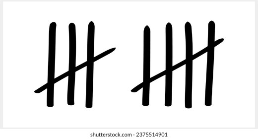 Doodle tally mark count icon Sketch vector stock illustration EPS 10