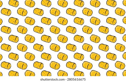 Doodle Tater Tots Pattern. Crispy tater tots With Background. Potato Background Illustration