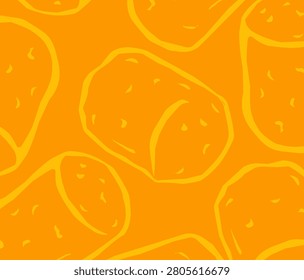 Doodle Tater Tots Pattern. Crispy tater tots With Background. Potato Background Illustration