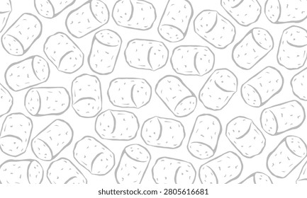 Doodle Tater Tots Pattern. Crispy tater tots With Background. Potato Background Illustration