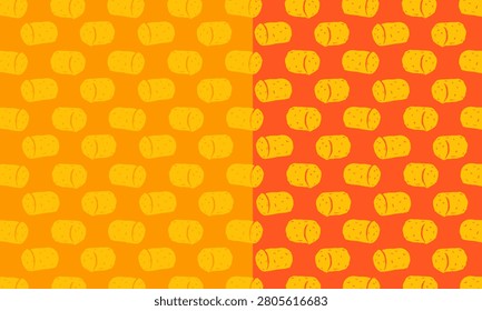 Doodle Tater Tots Pattern. Crispy tater tots With Background. Potato Background Illustration