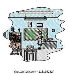 doodle teacher and student learning in the school classroom