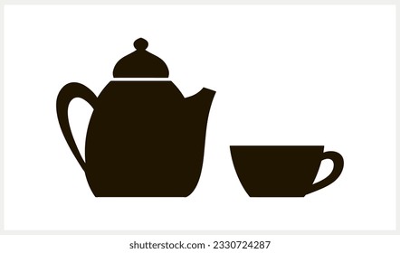 Doodle-Teekanne mit Tasse-Symbol einzeln Handgezeichneter Essensdrink-Clip Art Vektorgrafik EPS10