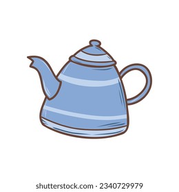 Doodle teapot illustration. Autumn vector hand drawn color icon