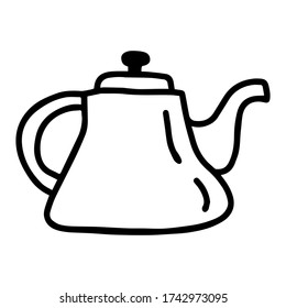 Doodle teapot, kettle. Simple hand drawn vector illustration.