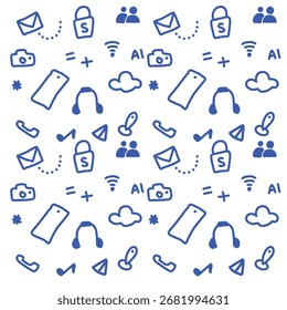 Doodle Tech Illustration Hintergrund. Vektor eps 10