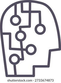 Doodle tecno elemento de icono de cabeza. Ilustración de interfaz Ai
